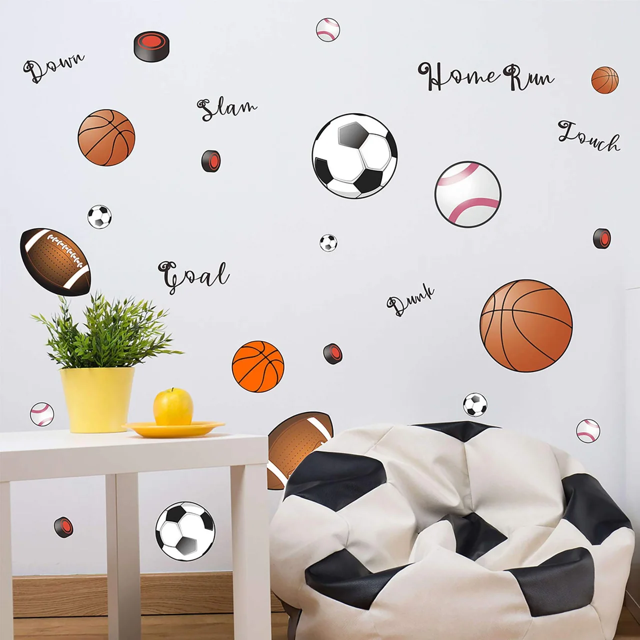 Sports Wall Decals Baseball Basketball Peel and Stick Decals for Boys Room