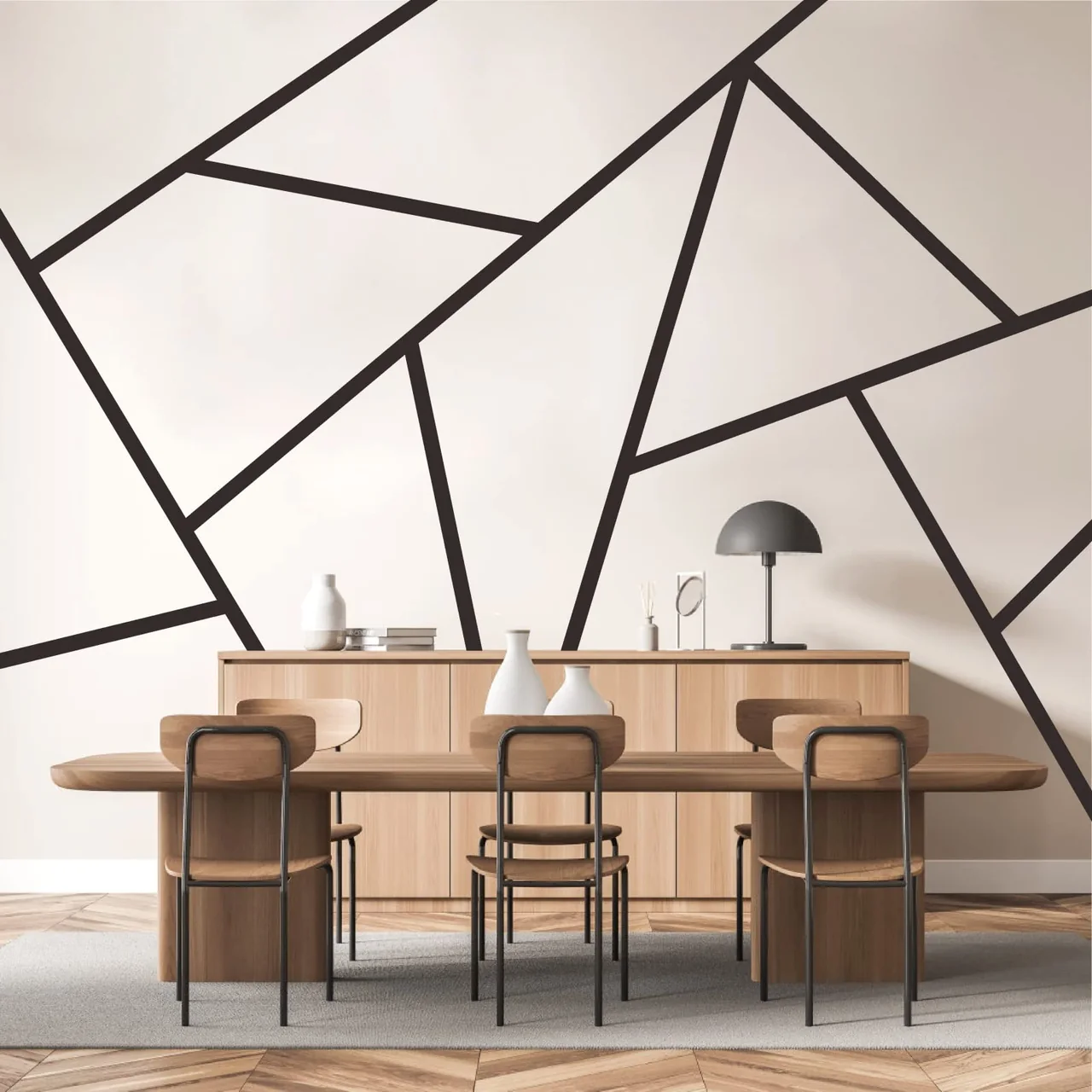 Striped Wall Decals Geometric Line Wall Stickers Black Decal Peel and Stick