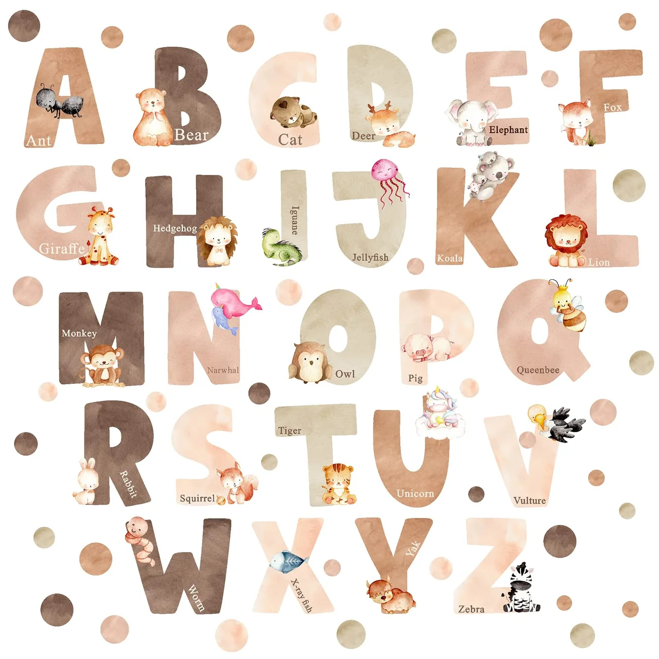 Boho Alphabet ABC Wall Decal Decor Peel and Stick Letters Name Sign Sticker